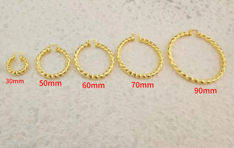 Custom Gold Twist Hoops